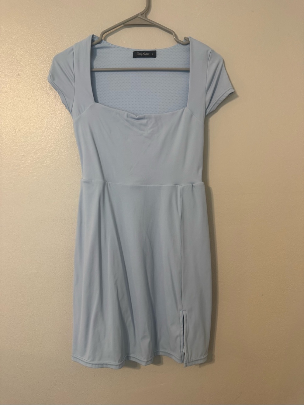 Pale Blue Square-Neck Mini Workout Dress